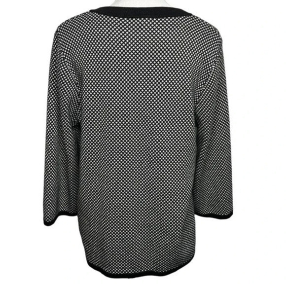 Vintage Pine Needles Black White 3/4 Sleeve Cardigan Size Large - Picture 2 of 9